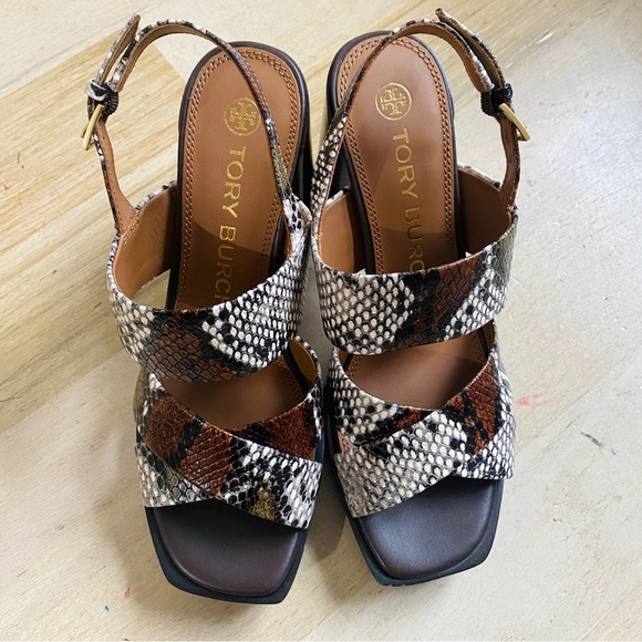 Tory Burch Slingback snakeskin embossed leather sandal - Picture 7 of 10